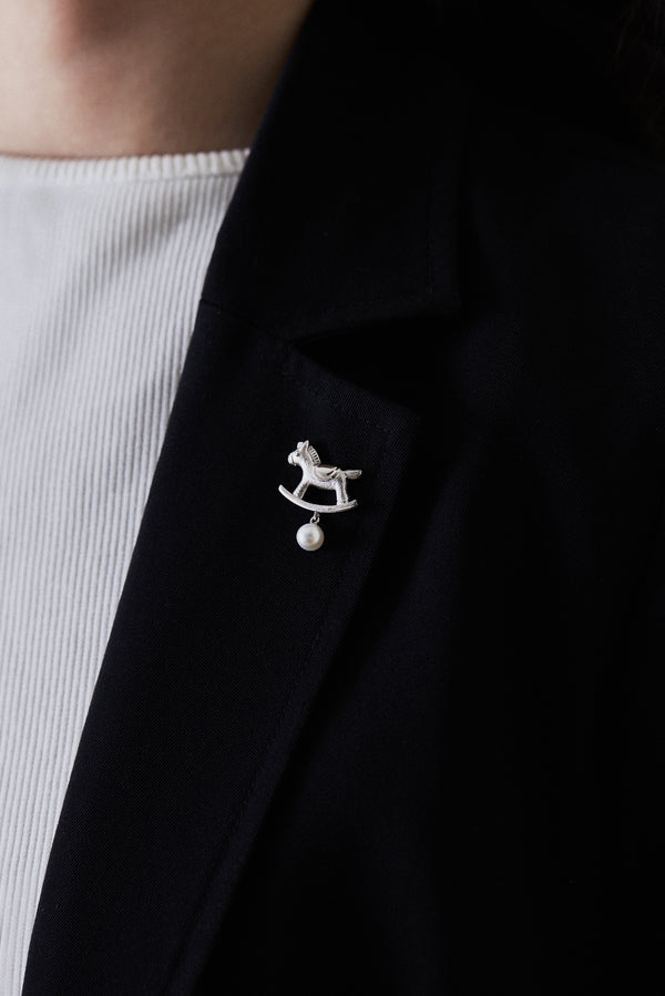 Rocking Pony Brooch With Akoya Pearl