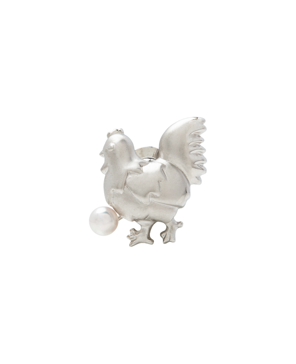 Hinode Rooster Brooch With Akoya Pearl