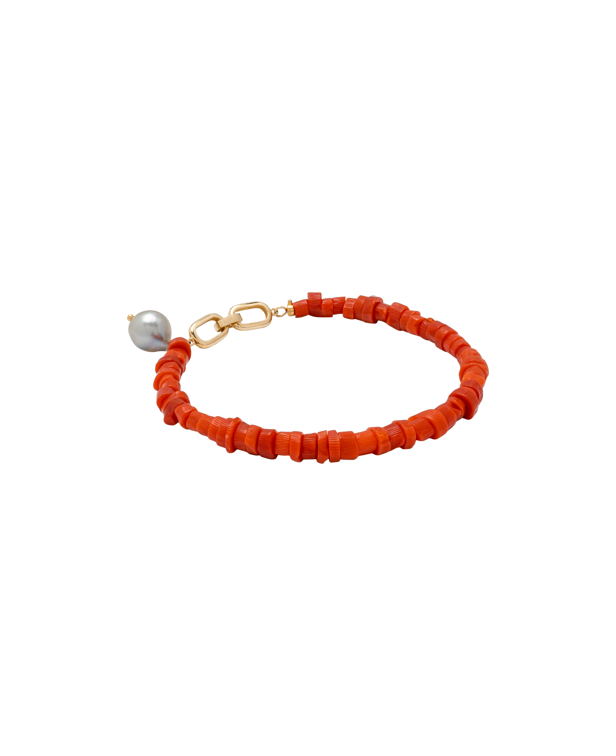 Sardinian Coral x Madama Baroque Pearls Bracelet 14k