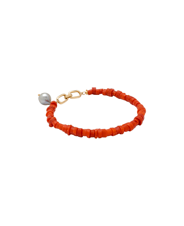 Sardinian Coral x Madama Baroque Pearls Bracelet 14k