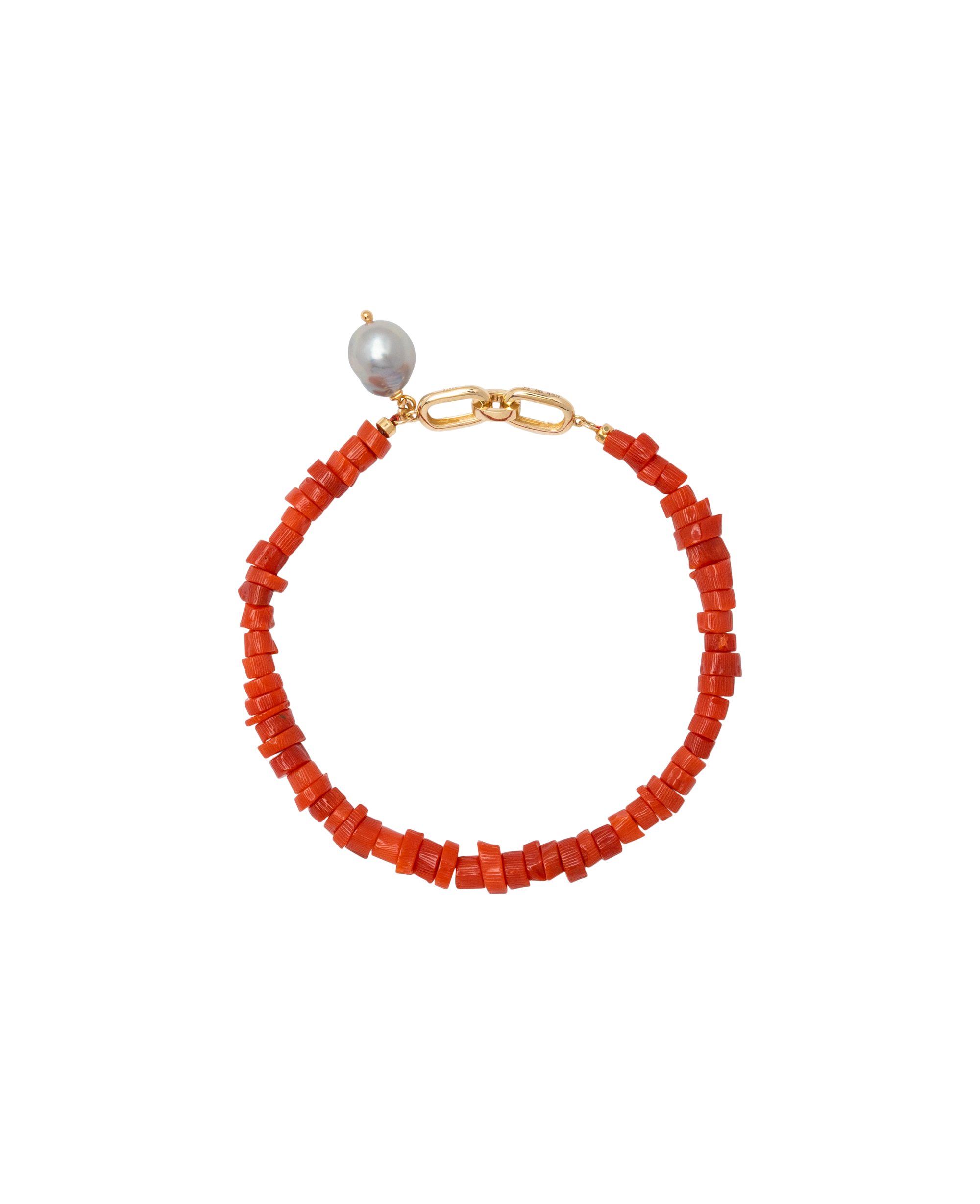 Sardinian Coral x Madama Baroque Pearls Bracelet 14k