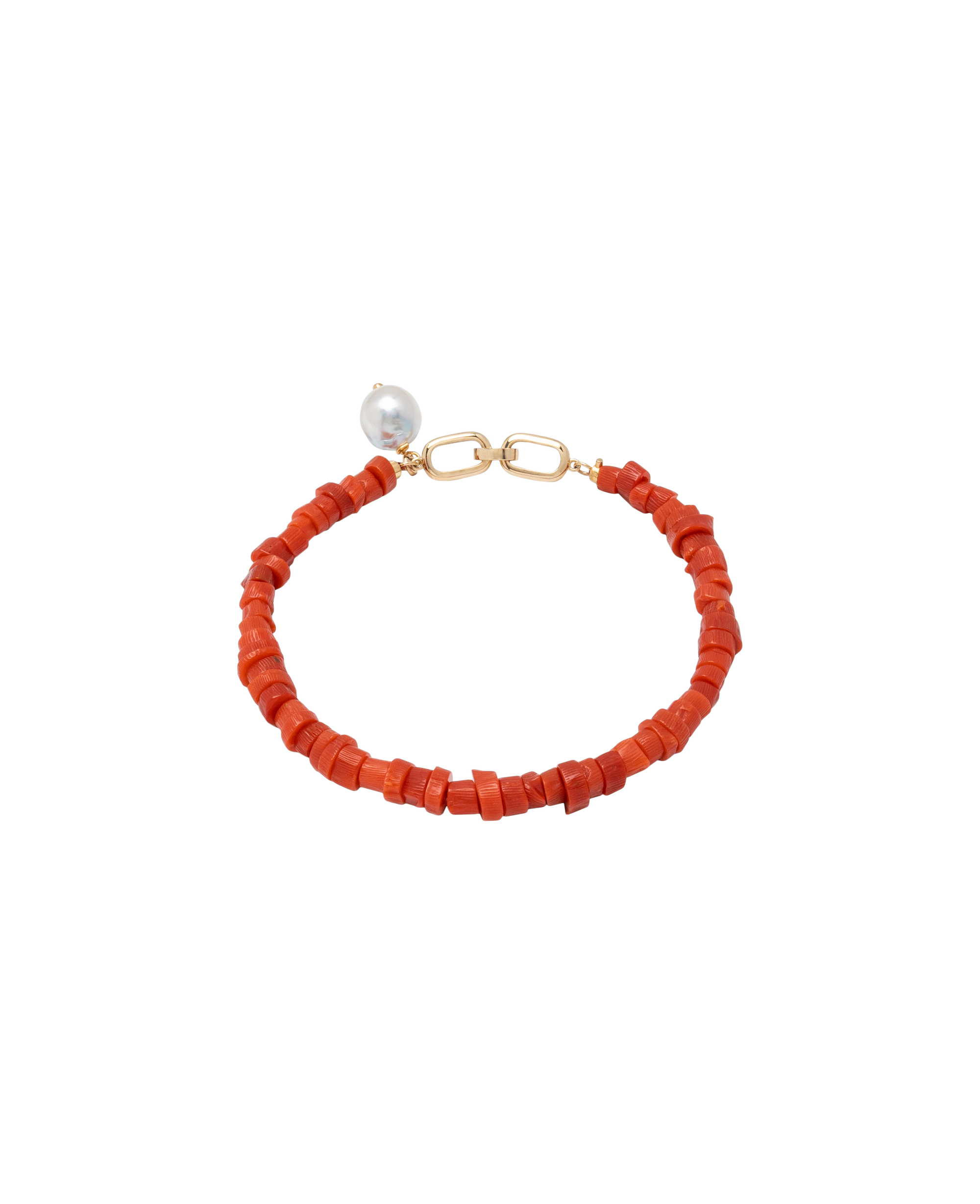 Sardinian Coral x Madama Baroque Pearls Bracelet 14k