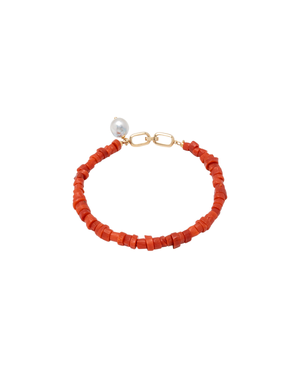 Sardinian Coral x Madama Baroque Pearls Bracelet 14k