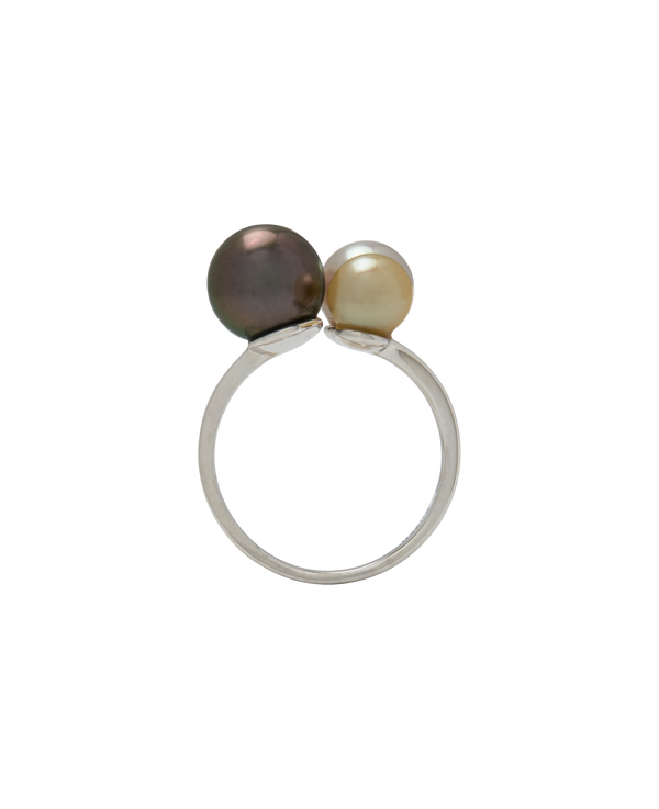 Tricolor Pearls Ring 18k