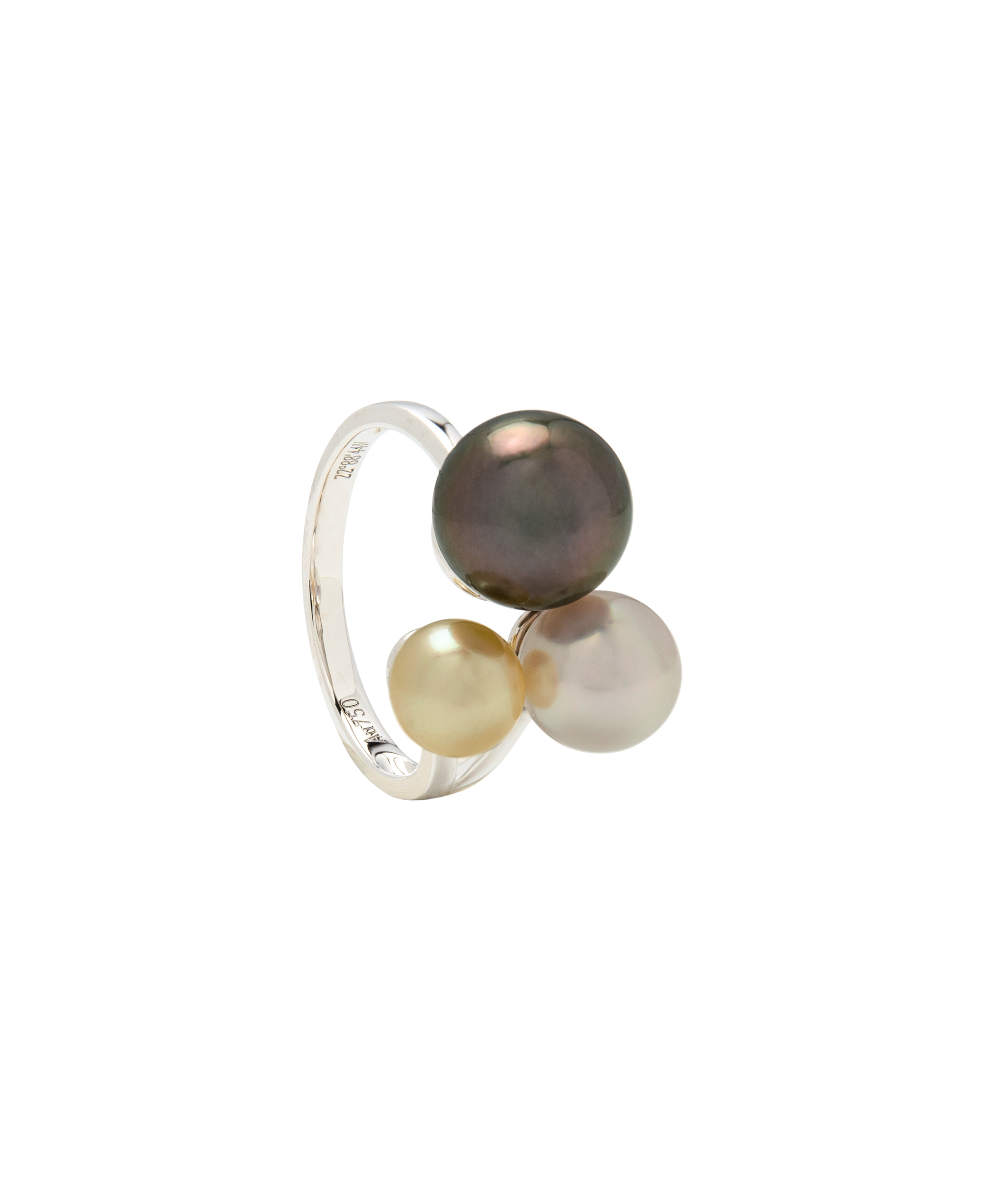 Tricolor Pearls Ring 18k