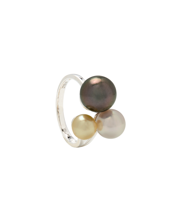 Tricolor Pearls Ring 18k