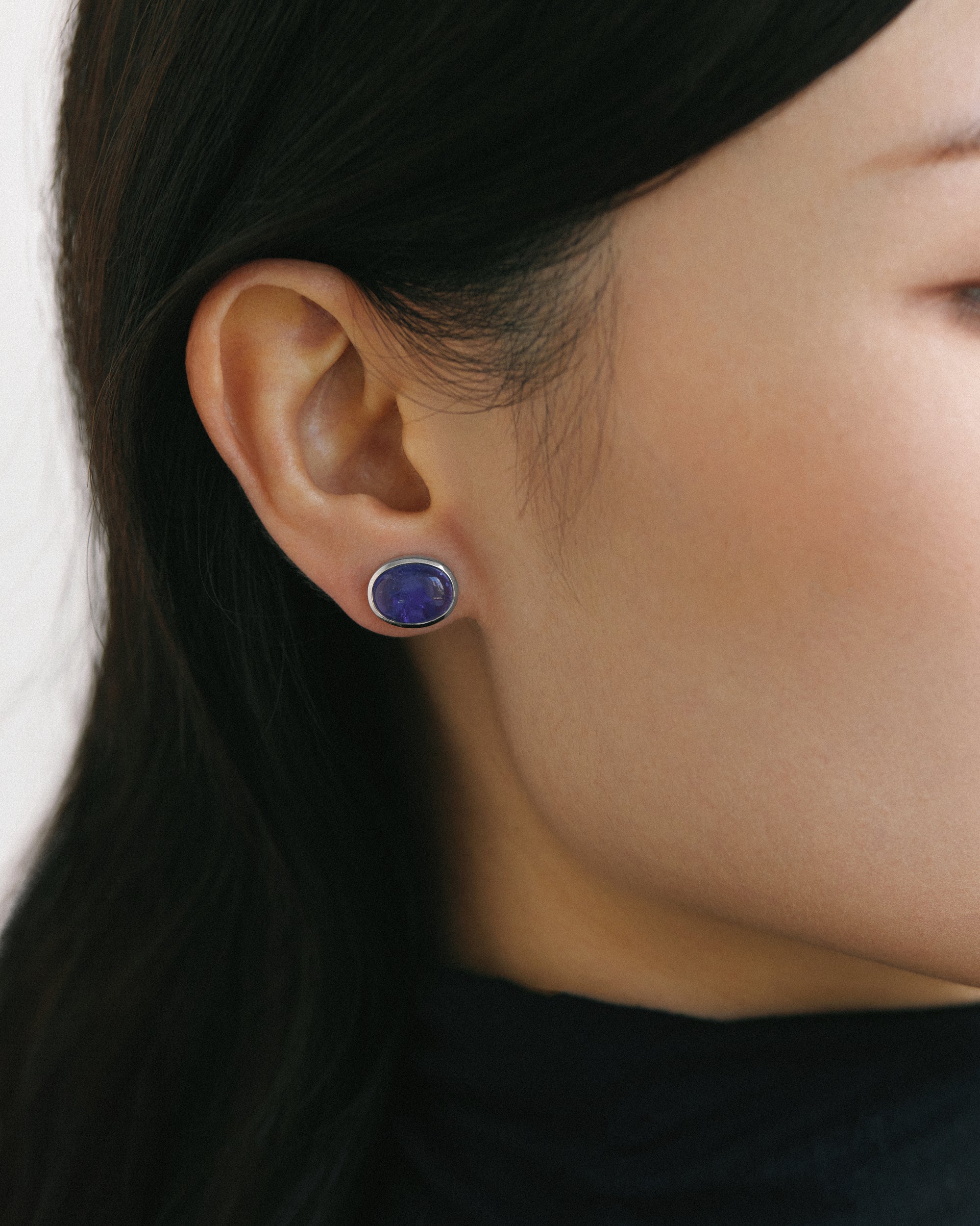 Tanzanite x Rock Crystal Ear Studs