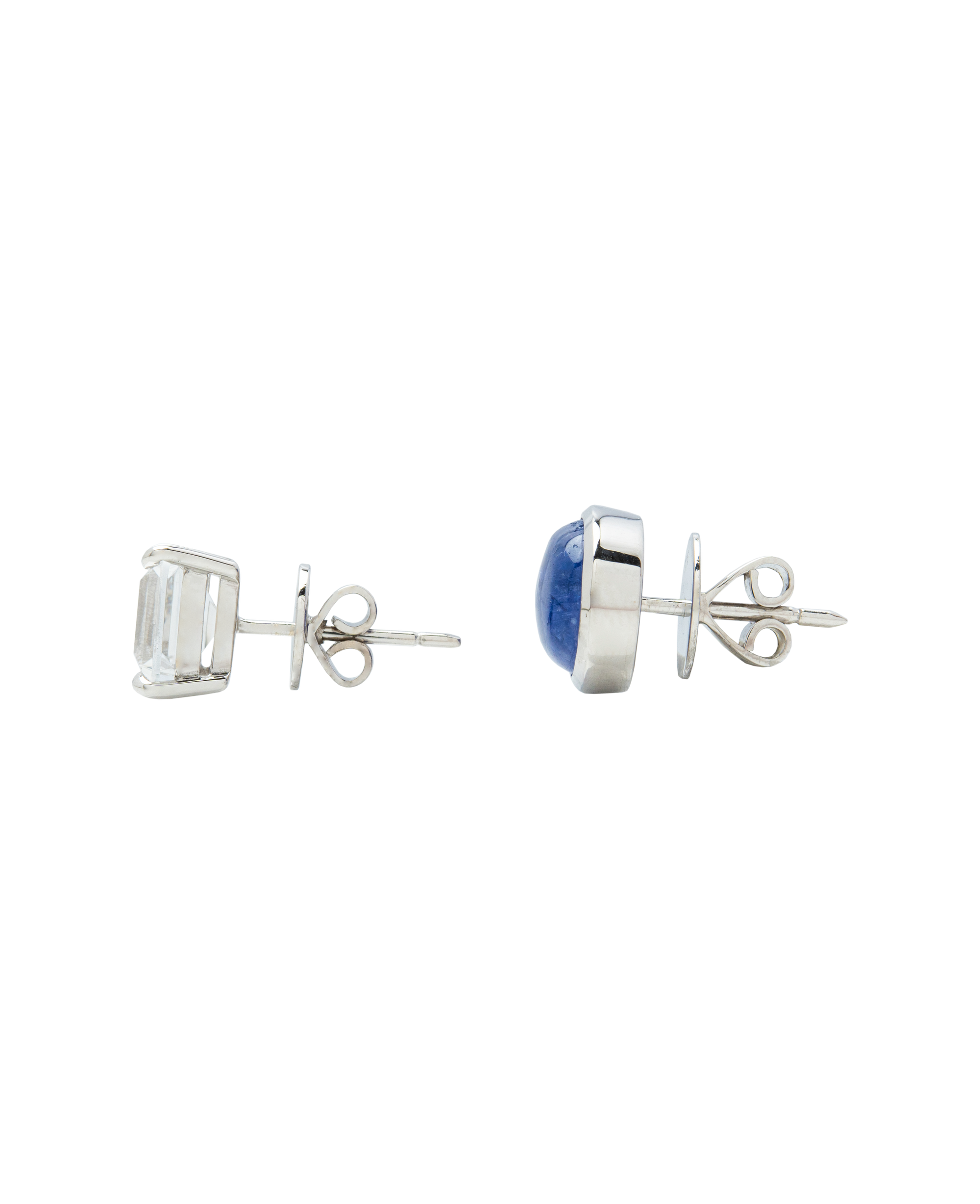 Tanzanite x Rock Crystal Ear Studs