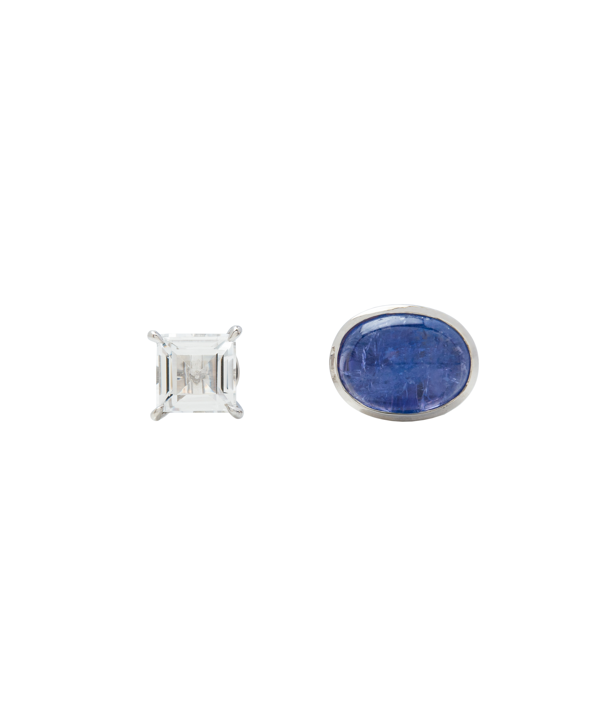 Tanzanite x Rock Crystal Ear Studs