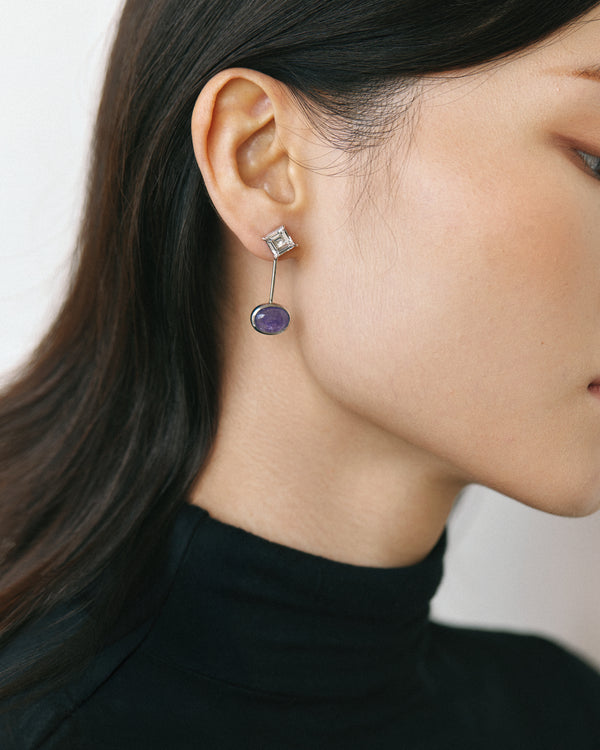 Tanzanite x Rock Crystal Dual Use Earrings