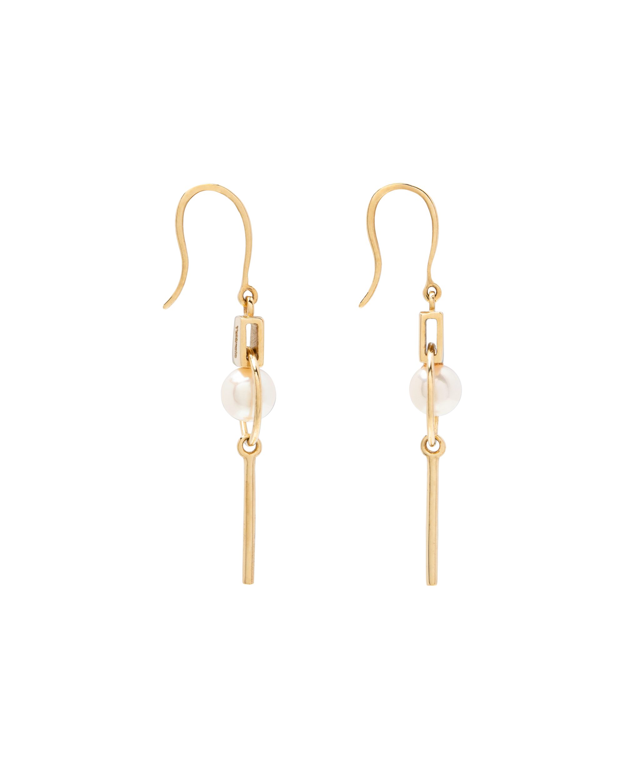 Geometric Akoya Pearl Dangling Earrings