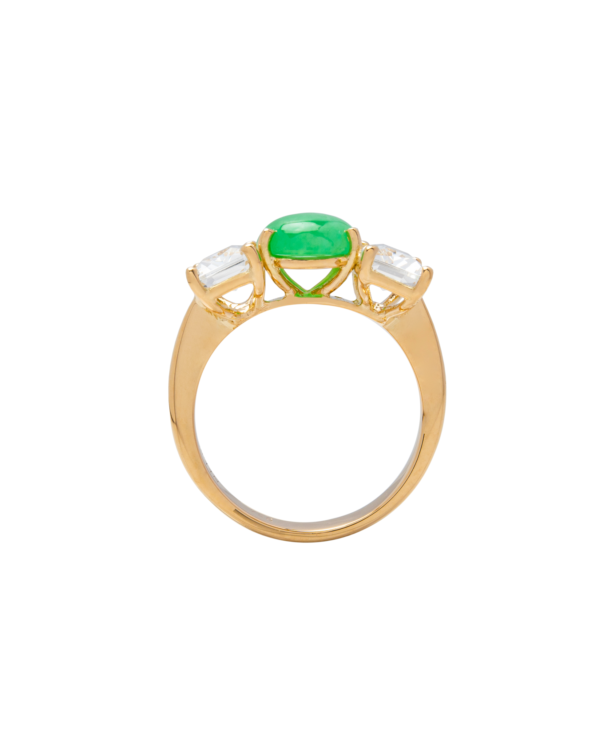 Jadeite x Quartz Trilogy Ring 18k