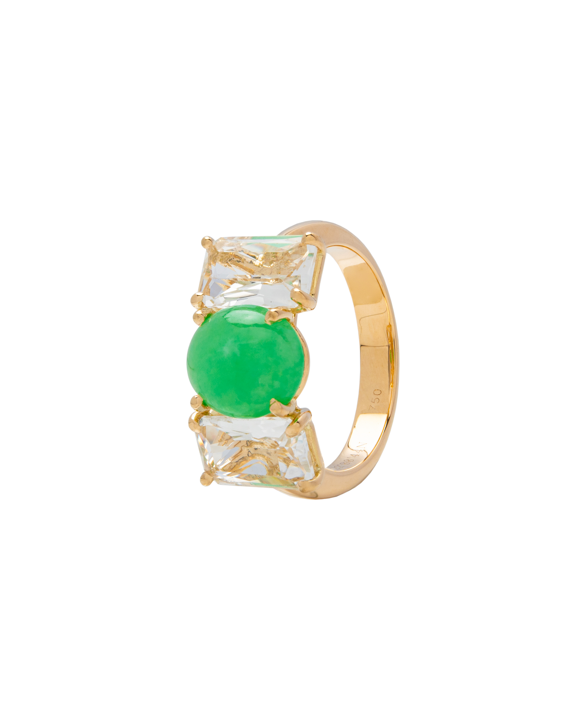 Triangular Jade Ring Jadeite x Quartz Trilogy Ring 18k