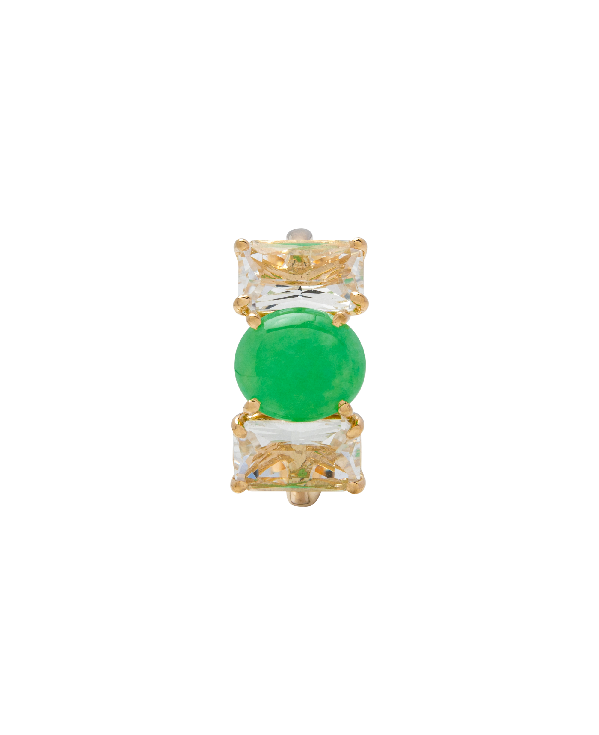 Jadeite x Quartz Trilogy Ring 18k