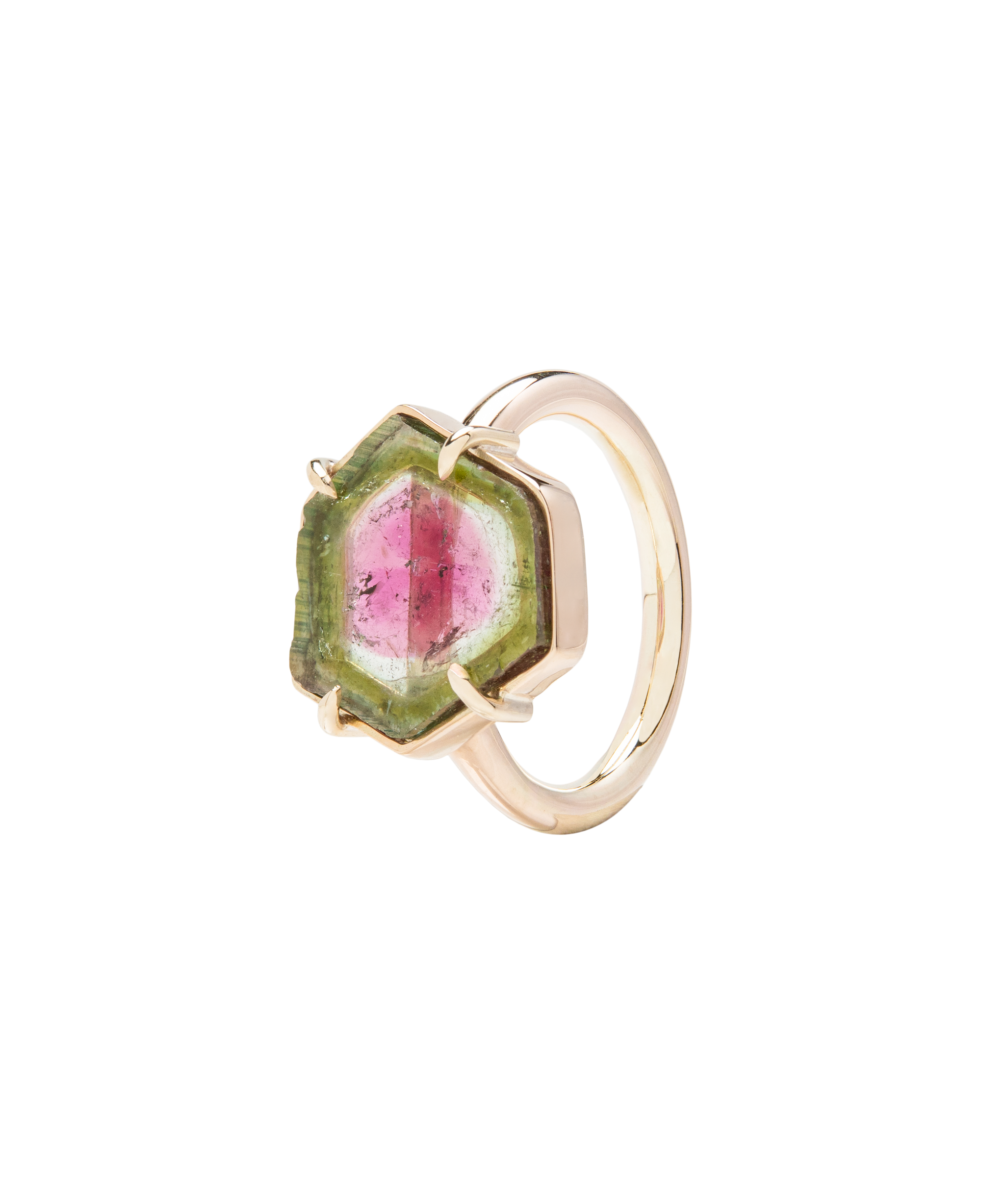 Watermelon Slice Tourmaline Organic Cut Ring