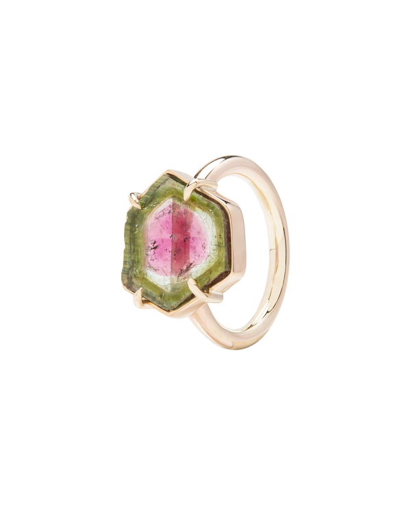 Watermelon Slice Tourmaline Organic Cut Ring