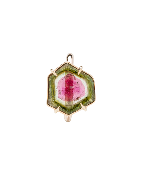 Watermelon Slice Tourmaline Organic Cut Ring