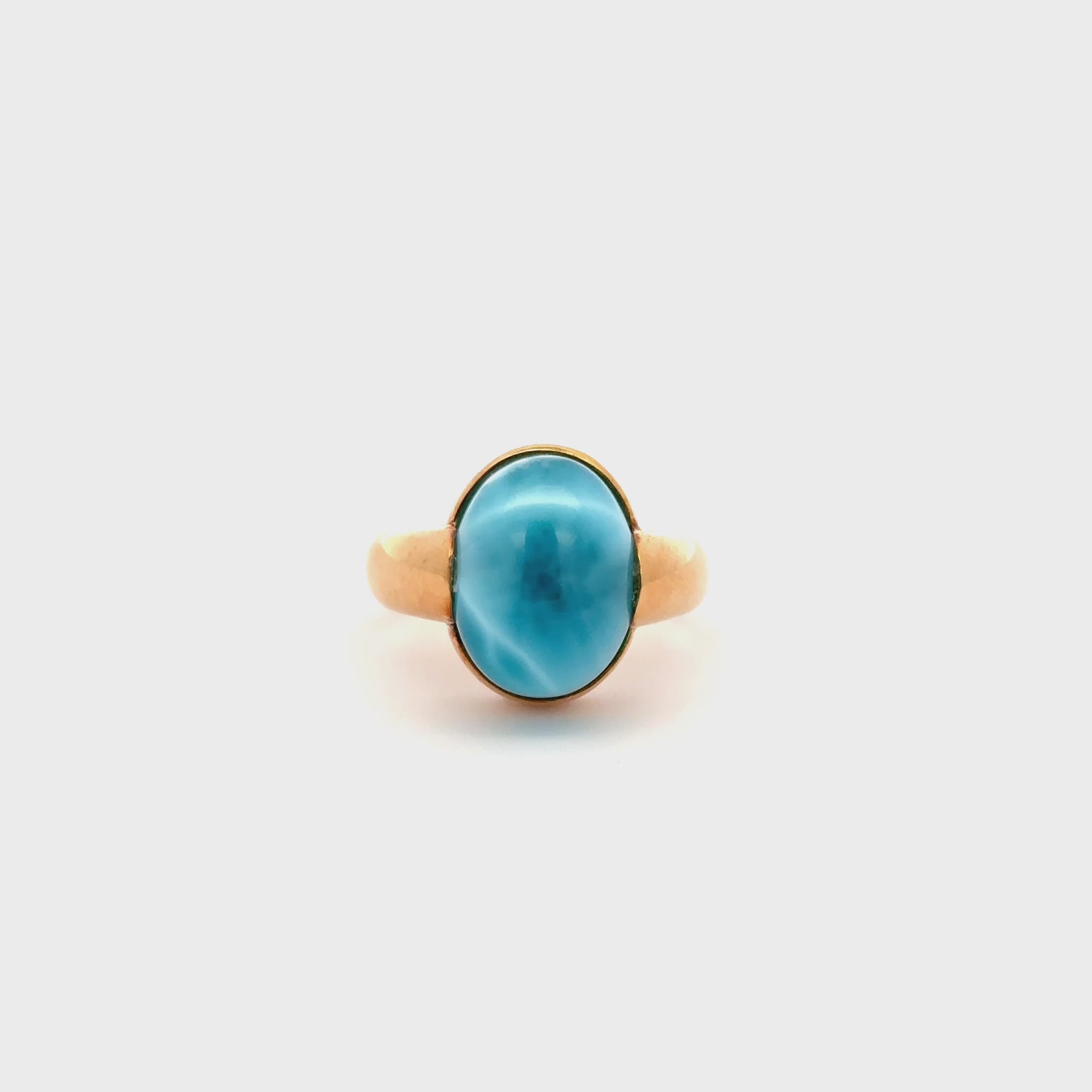 Yukimoto Larimar Lucan Ring – rare Dominican gem in 18K setting