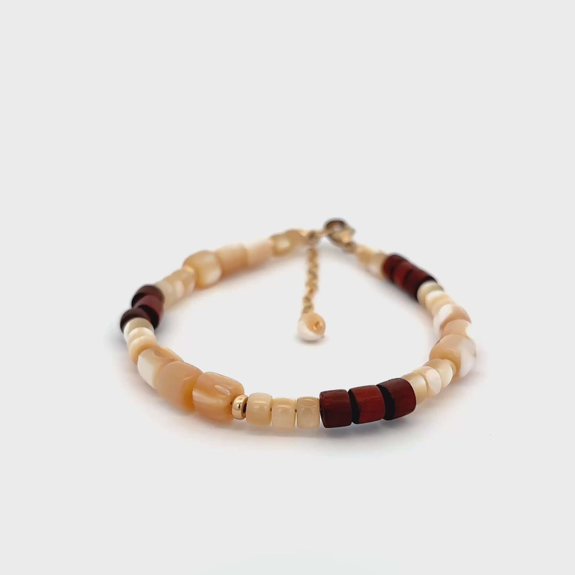 Wildwood Wonder Bracelet with Red Sandalwood beads and gold accents