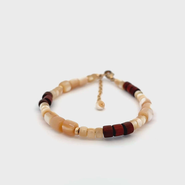Wildwood Wonder Bracelet with Red Sandalwood beads and gold accents