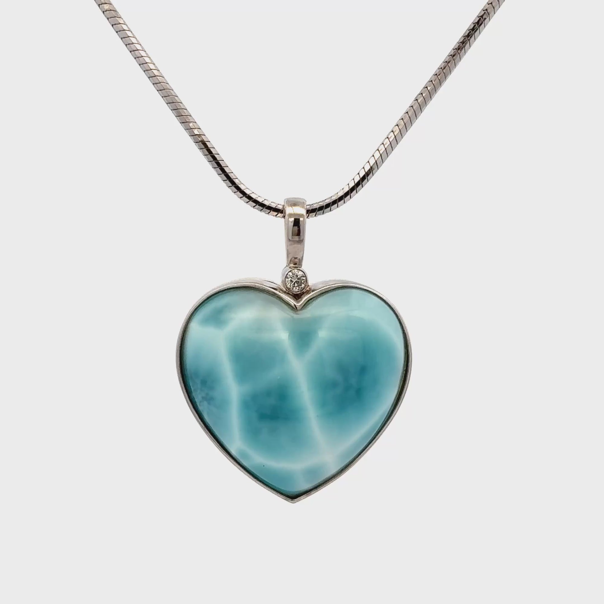 Yukimoto Larimar pendant with vibrant blue hues from the Dominican Republic