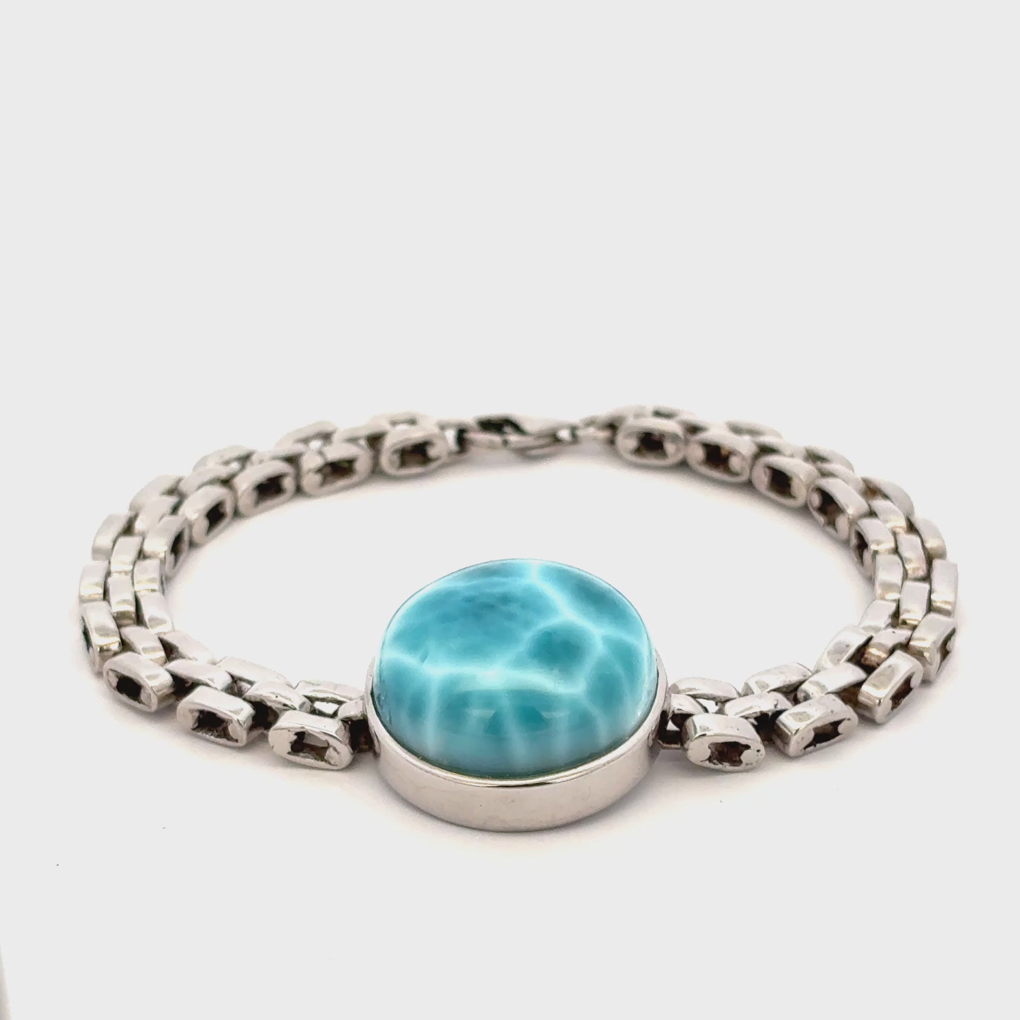 Larimar Watch Chain Bracelet with ocean-blue gemstone accents