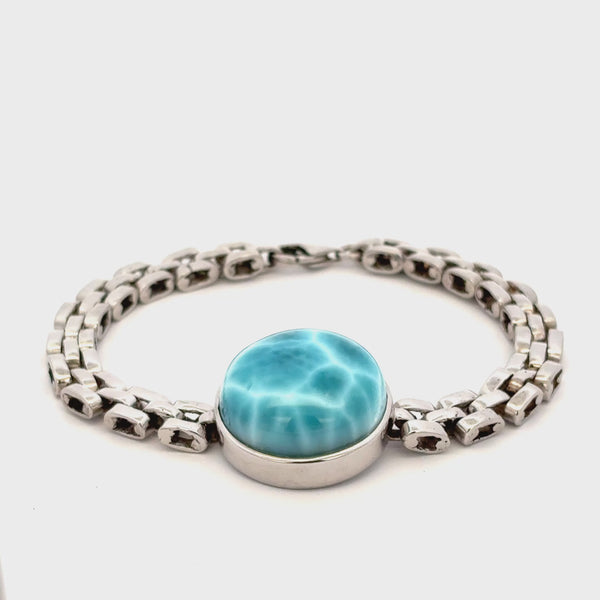 Larimar Watch Chain Bracelet with ocean-blue gemstone accents