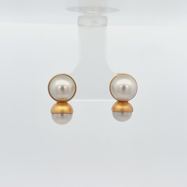 modern Akoya pearl ear studs from Yukimoto Bullet collection