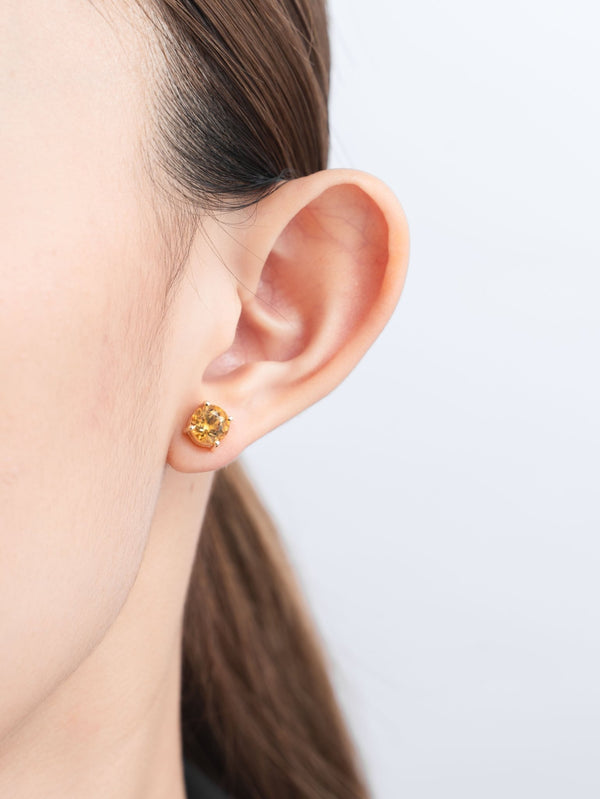 Golden Run Citrine Ear Studs - Yukimoto