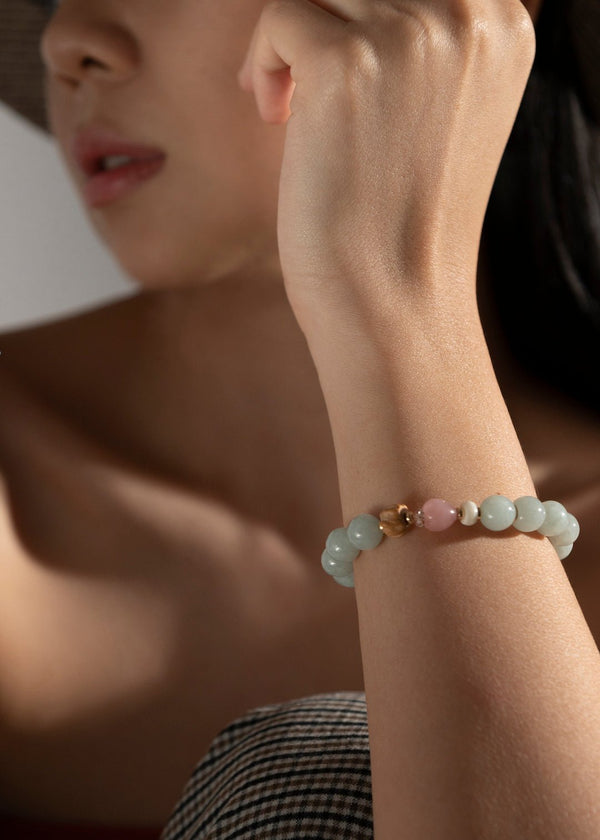 Strawberry x Honeydrew Jadeite Bead Bracelet - Yukimoto